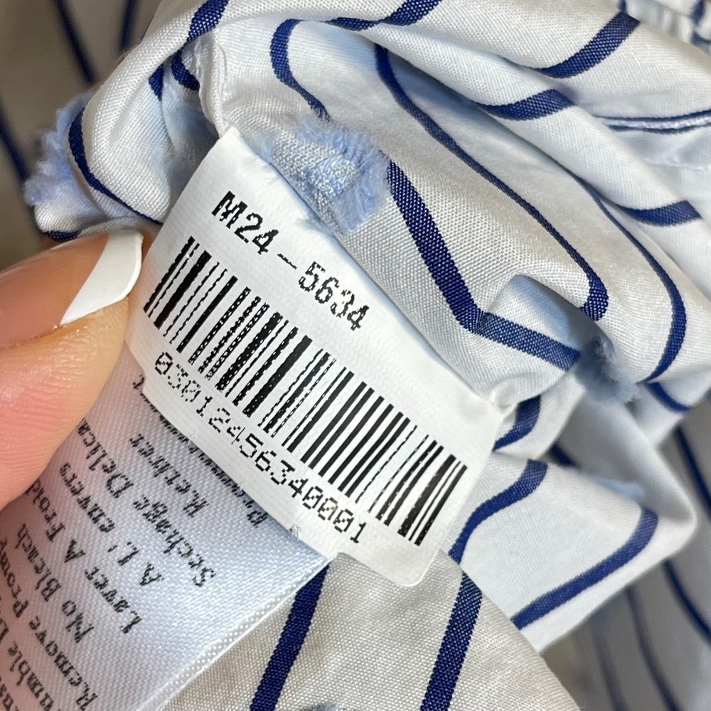 Frank & Eileen Blue and White Logo Striped Shirt - Picture 6 of 16